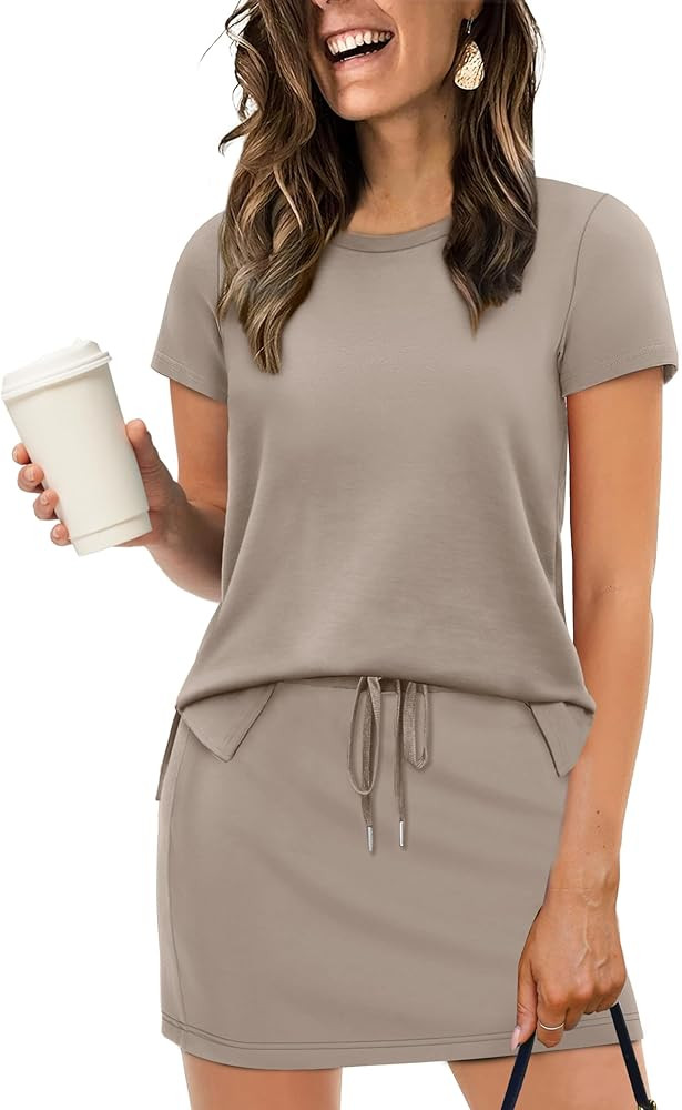 Sampeel Women's 2 Piece Skirt Sets Side Slit Tops and Tennis Skort with Pockets Trendy Airport Lo... | Amazon (US)