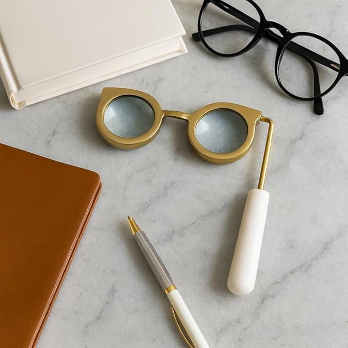 Modern Magnifying Glass in Eyeglass with Handle Design - Stylish Home Decor Accent for Shelf, Cof... | Amazon (US)
