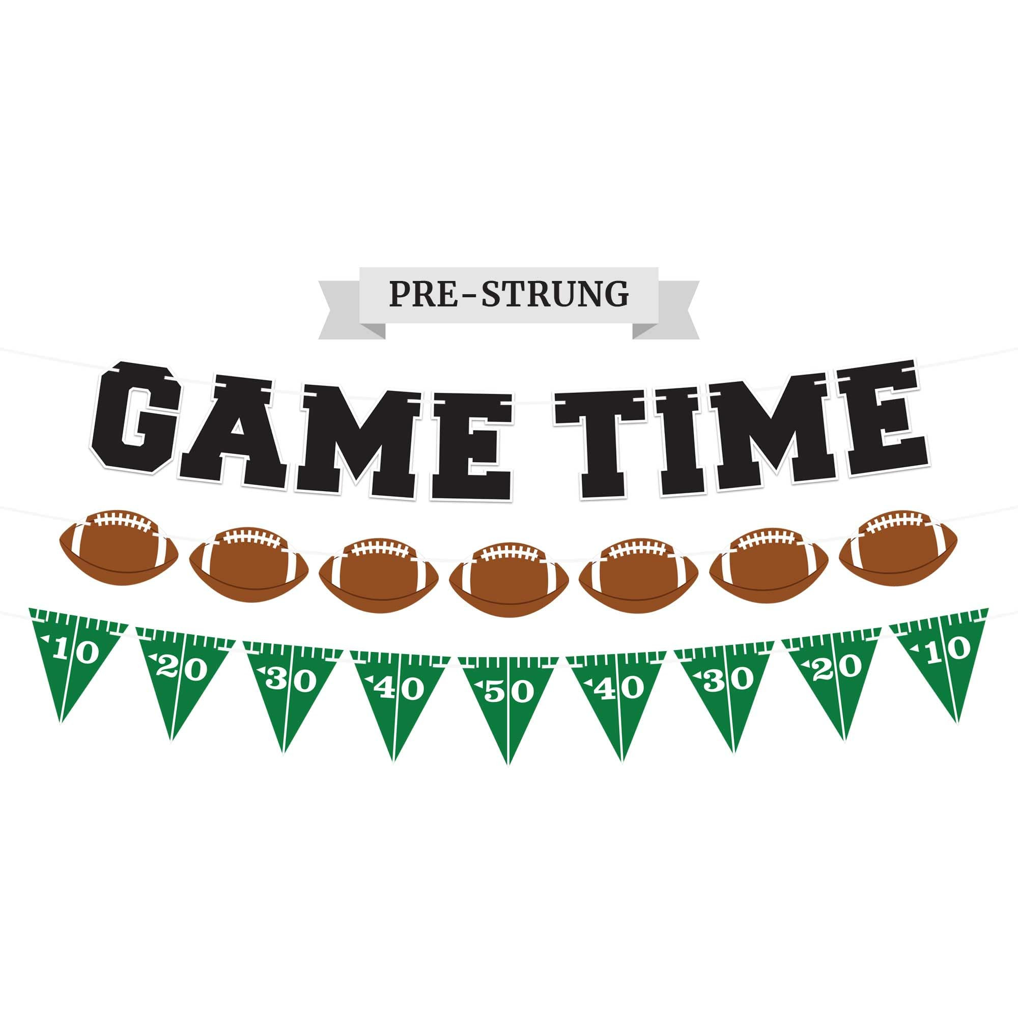 Pre-strung Game Time Football Banner - No DIY - Football Party Banner - Pre-strung Garland on 8 f... | Amazon (US)
