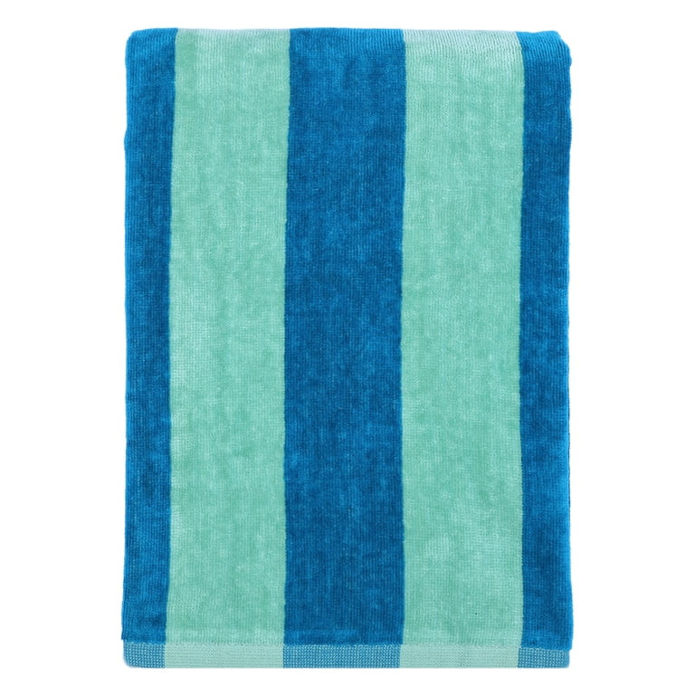 Mainstays Cabana Stripe Cotton Blend Beach Towel, 58" x 28", Teal & Green | Walmart (US)