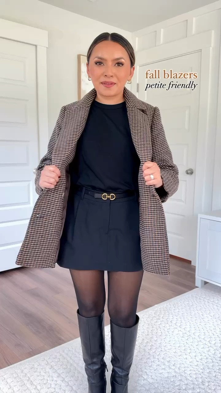 All blazers are 50% off until 10/23! 

Brown plaid blazer size XS petite TTS 
Black t-shirt size XS petite TTS Reversible Belt size xs TTS 
Black skort is size small - usually size 2/26, I have a little room in the waist 
Black tights size small TTS 
Black boots size 5 TTS 

Burgundy blazer size XS petite TTS Black t-shirt size XS petite TTS Reversible Belt size xs TTS 
Black skort is size small - usually size 2/26, I have a little room in the waist 
Black tights size small TTS 
Black boots size 5 TTS 

Grey plaid blazer size XS petite TTS Black t-shirt size XS petite TTS Reversible Belt size xs TTS 
Black skort is size small - usually size 2/26, I have a little room in the waist 
Black tights size small TTS 
Black boots size 5 TTS 

Black blazer size XS petite TTS Black t-shirt size XS petite TTS Reversible Belt size xs TTS 
Black skort is size small - usually size 2/26, I have a little room in the waist 
Black tights size small TTS 
Black boots size 5 TTS 

Fall outfits 
Fall style 
Fall Mini skirt 
Boots 
Workwear 

Honey Sweet Petite Honeysweetpetite

#LTKSeasonal #LTKSaleAlert #LTKStyleTip