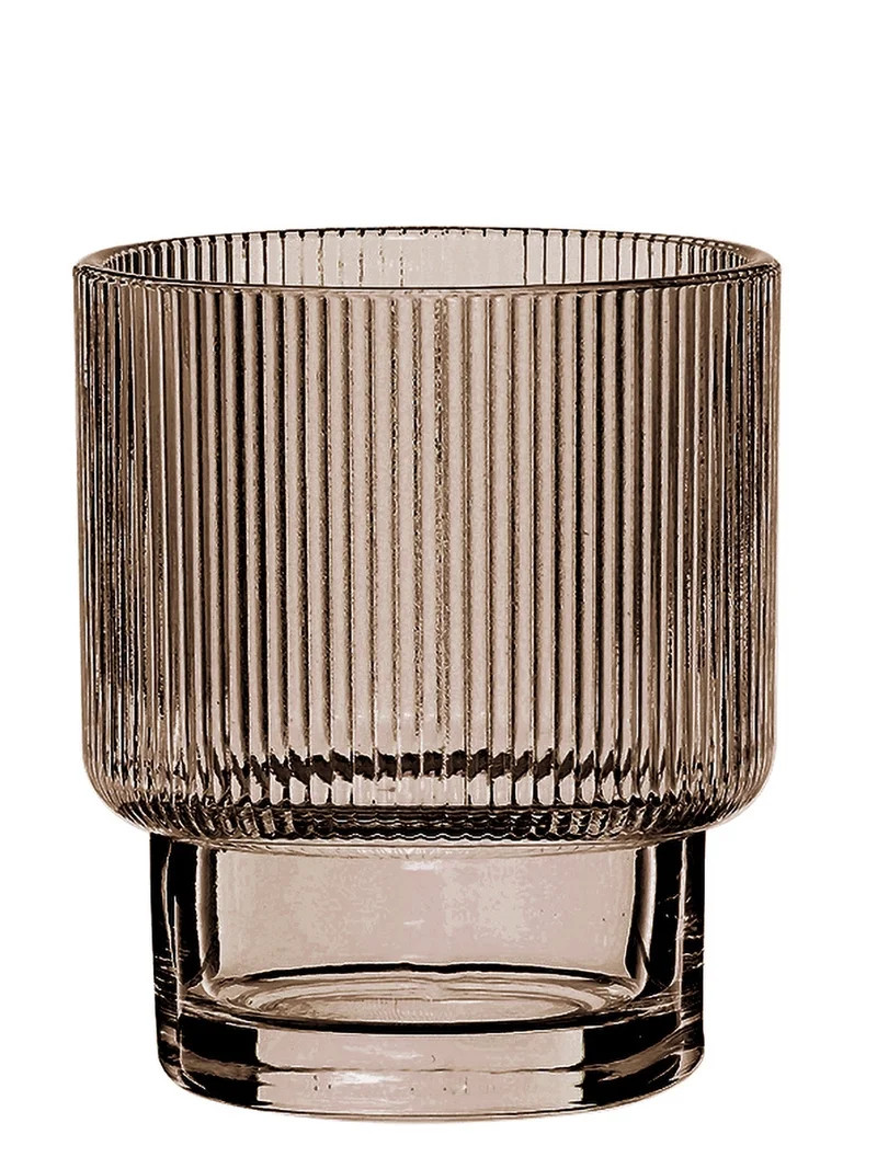 Better Homes & Gardens 11.5 oz Brown Stackable Ribbed Lowball Glass | Walmart (US)