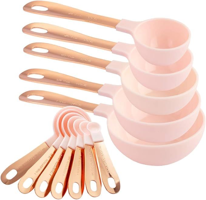 COOK WITH COLOR Measuring Cups Set - 12 PC. Plastic Nesting Kitchen Measuring Set and Spoons with... | Amazon (US)