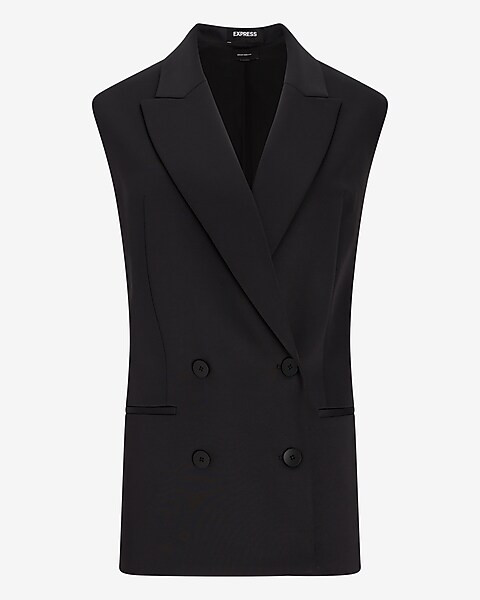 Supersoft Double Knit Sleeveless Blazer | Express