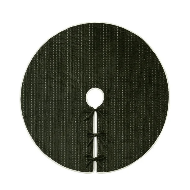 My Texas House Quinn Pick Stitch Stripe Green Velvet Christmas Tree Skirt, 52" - Walmart.com | Walmart (US)