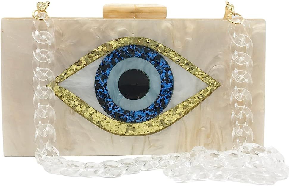 Acrylic Evil Eye Purse Women Box Evening Bags and Clutches Chain Shoulder Crossbody Handbag | Amazon (US)