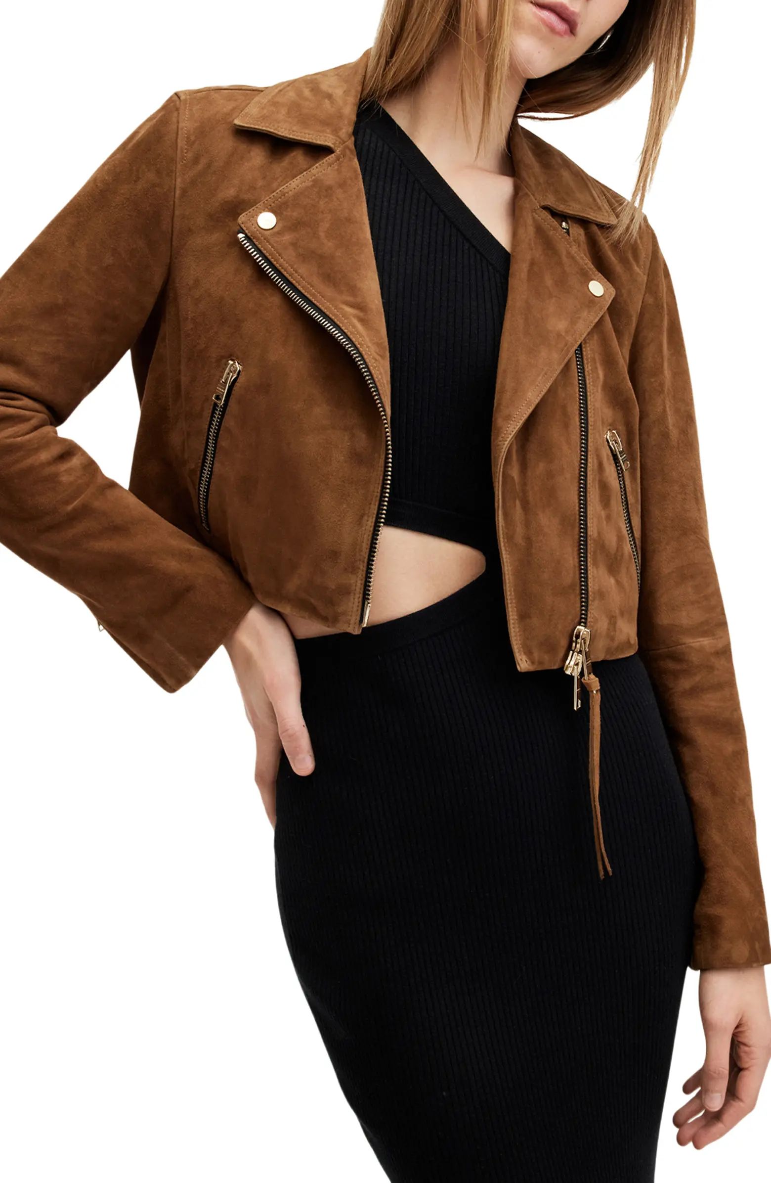 Dalby Crop Suede Moto Jacket | Nordstrom