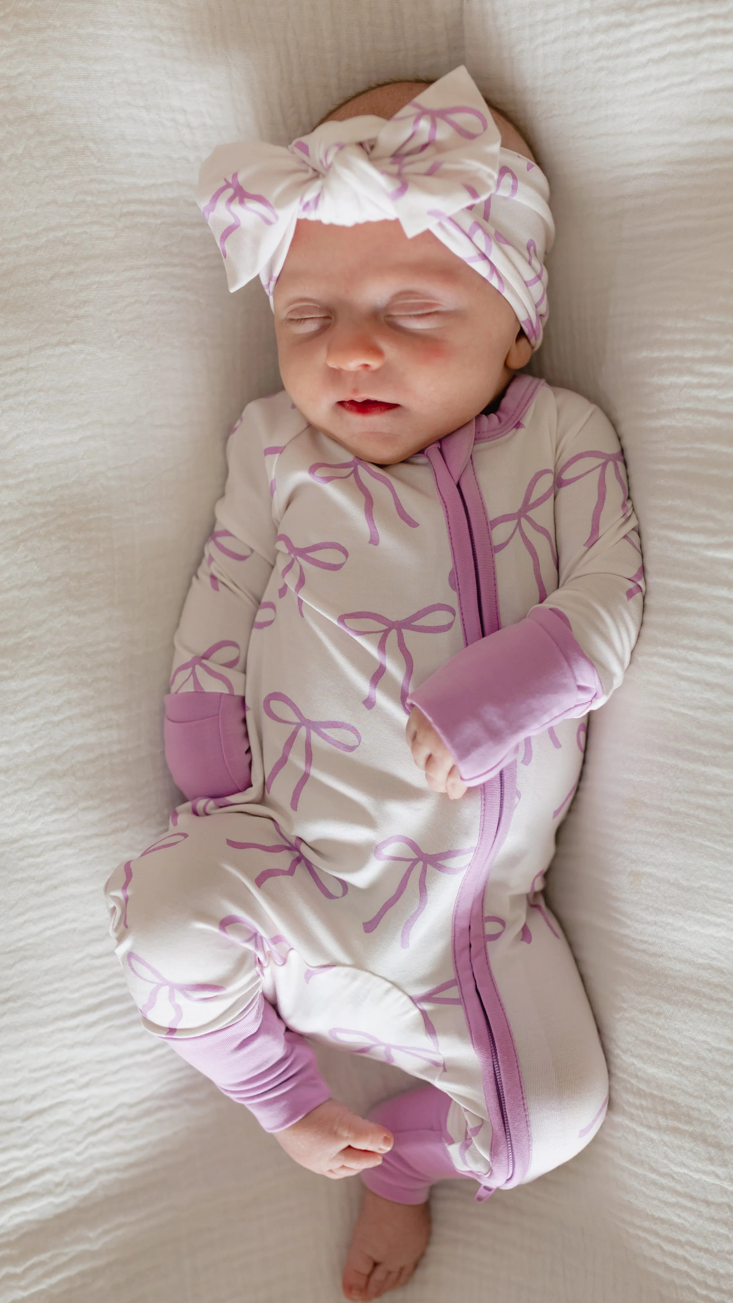 Infant Romper in Purple Bows | Silks Design