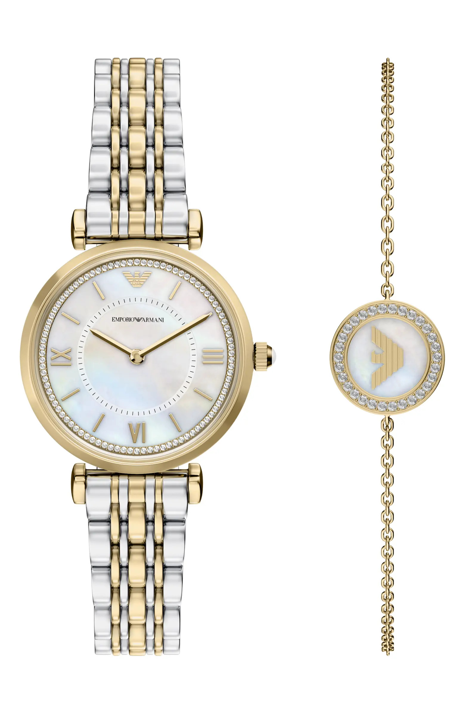 Mother-of-Pearl Two-Tone Bracelet Watch Set, 32mm | Nordstrom