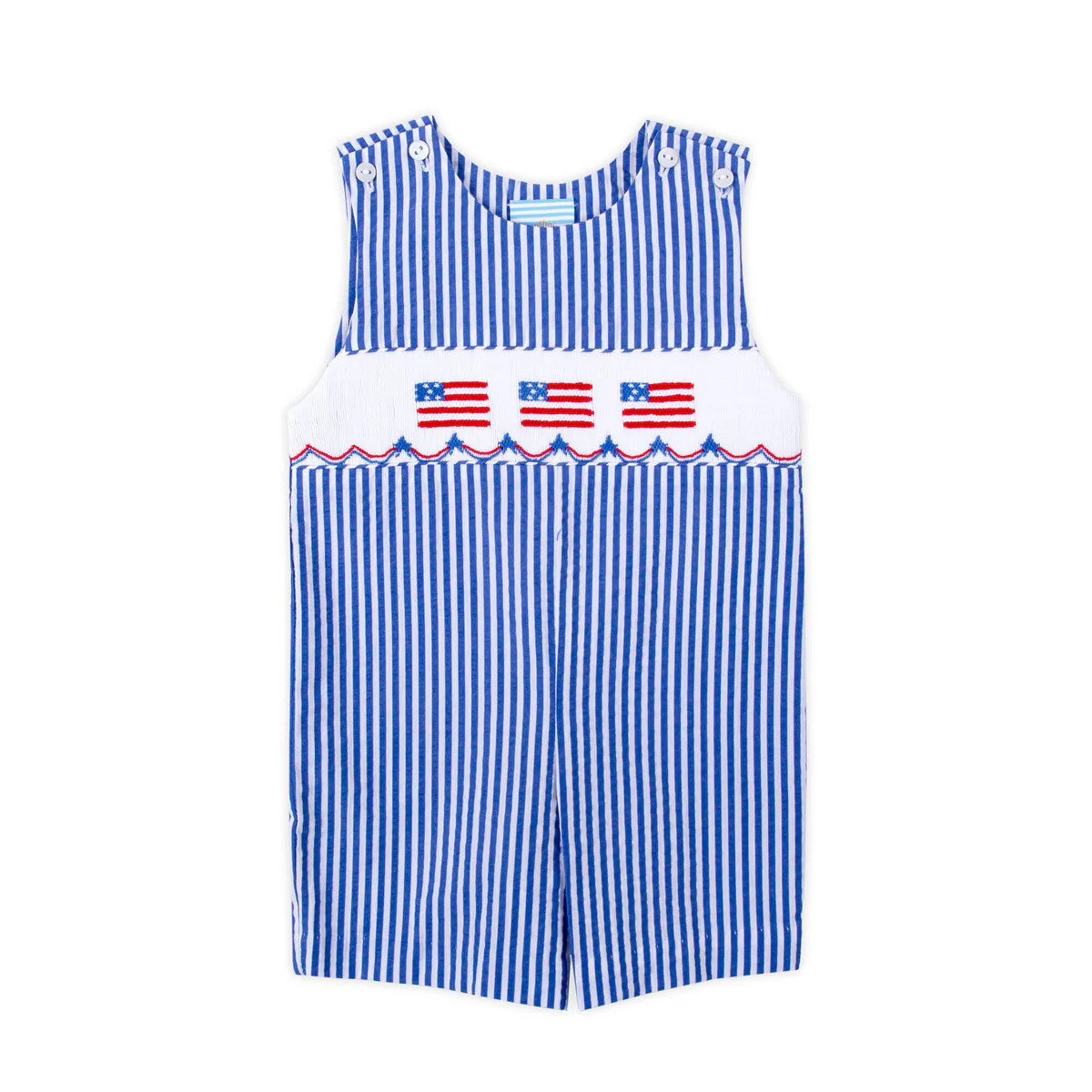 Flag Smocked Navy Stripe Jon Jon | Classic Whimsy