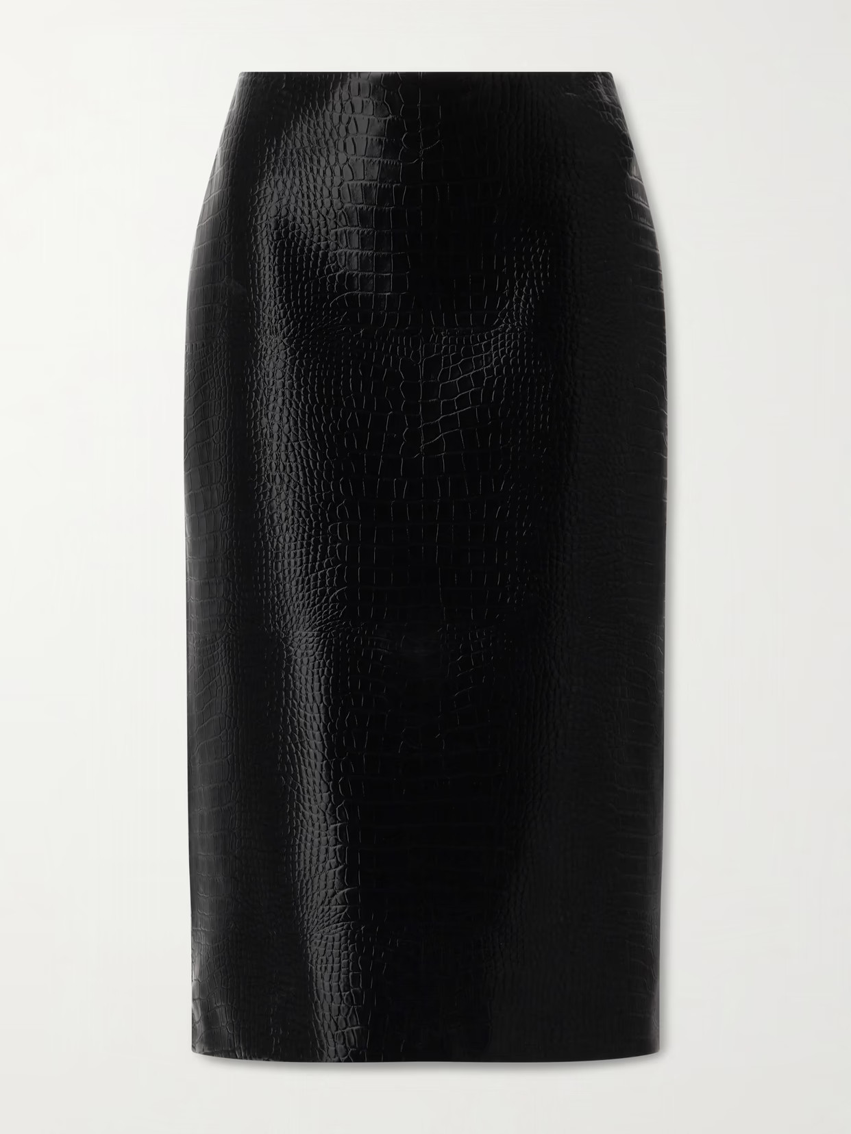 Gucci - Croc-effect Leather Midi Skirt - Black | NET-A-PORTER (US)