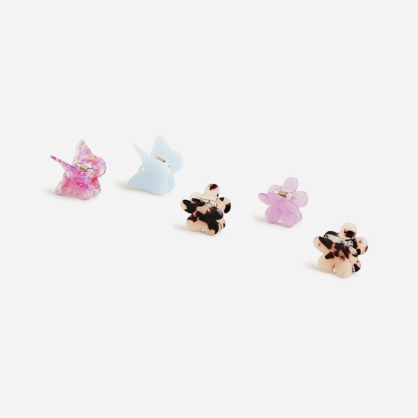 Girls' mini flower and butterfly hair clips | J.Crew US