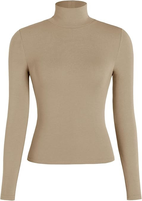 CIDER Turtle Necks Tops for Women Long Sleeve Shirts Mock Neck Solid Basic Tee Slim Fit Soft Base... | Amazon (US)