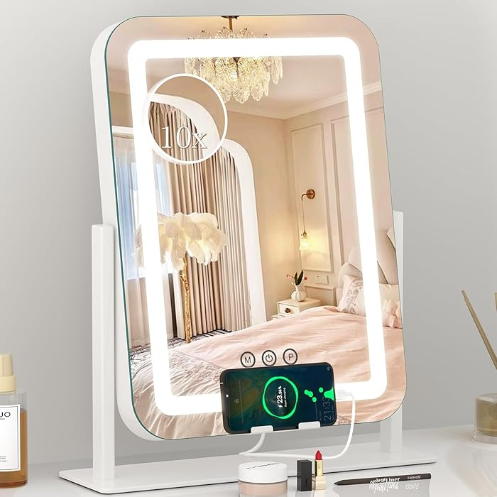 Dripex LED Lighted Makeup Mirror with 12V 2A USB Charging Port 3 Colors Dimmable 15"x12" Vanity M... | Amazon (US)