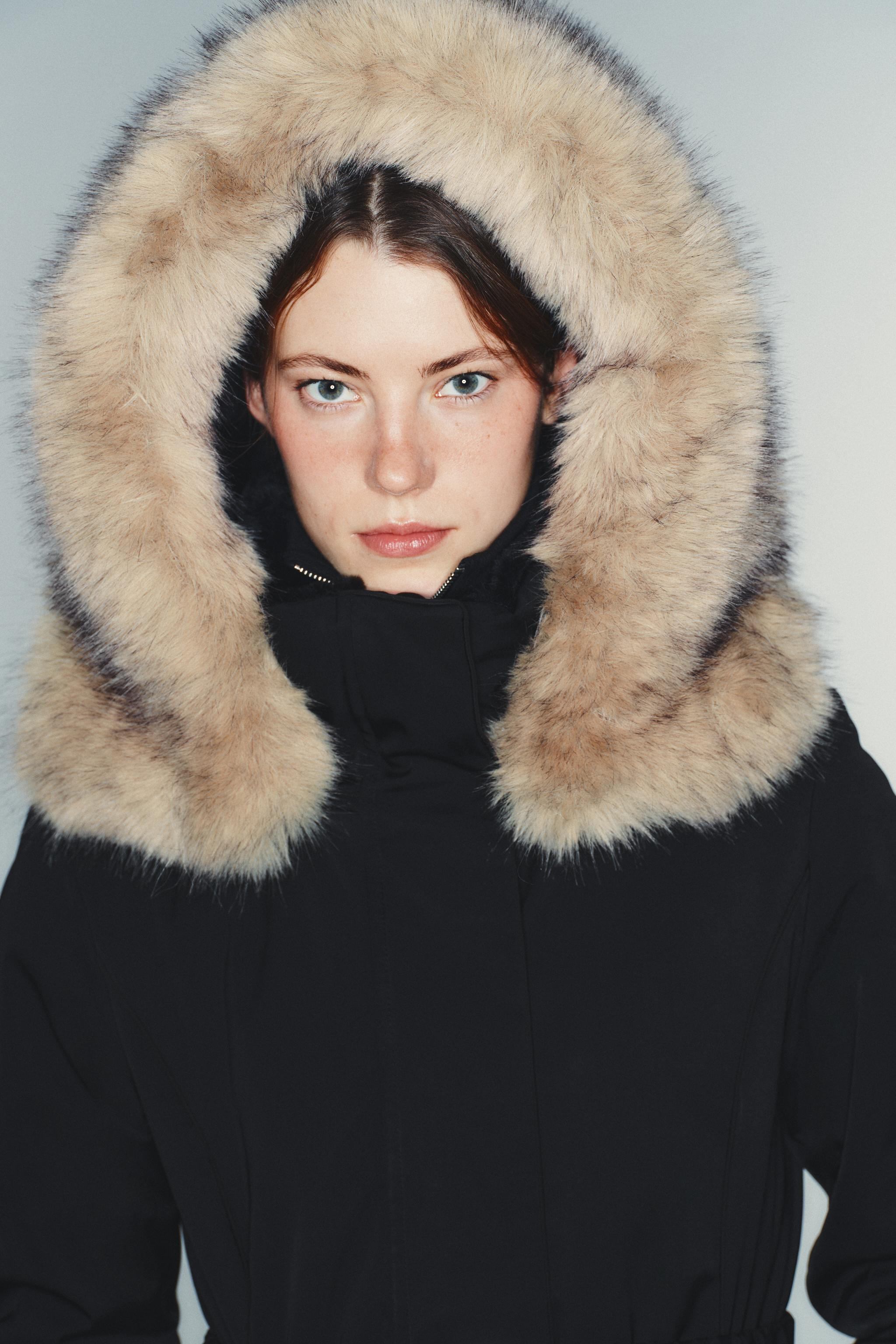 QUILTED ANORAK WITH FAUX FUR HOOD, WATER AND WIND PROTECTION | Zara UK