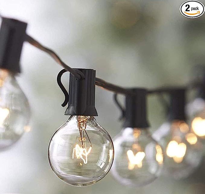 2-Pack Lemontec String Lights, 25FT Vintage Backyard Patio String Light with 25 Clear Globe Bulbs... | Amazon (US)