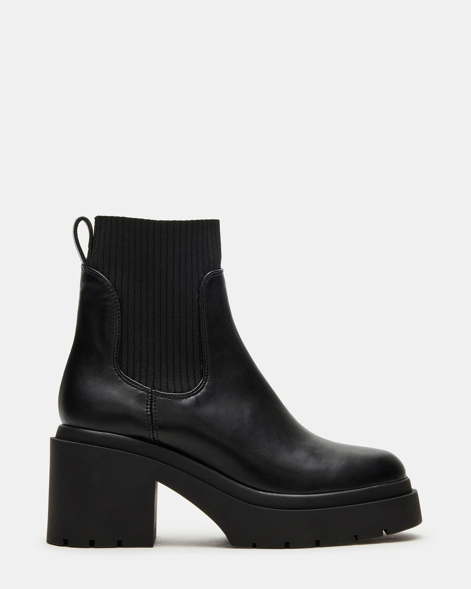 KOA Black Lug Sole Chelsea Women's Ankle Boot | Steve Madden (US)