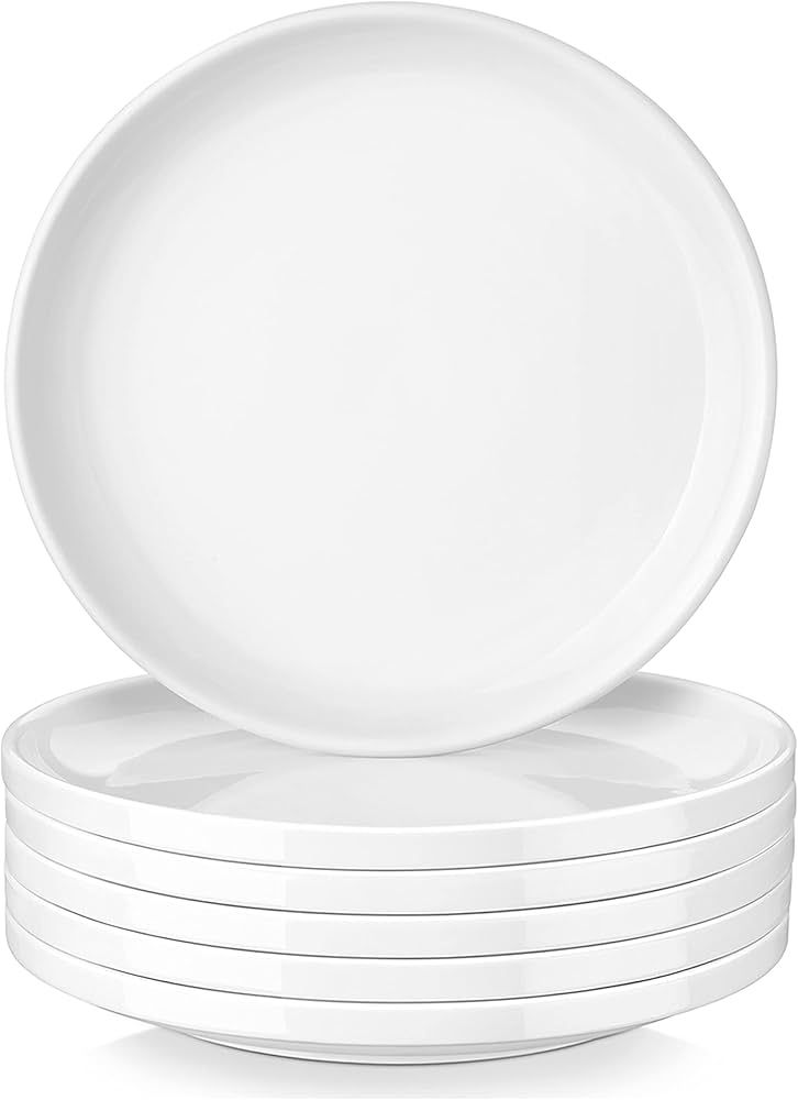 LOVECASA White Plates Set of 6, 10.5 Inch Porcelain Plates Ceramic Dinner Plates with Lipped Edge... | Amazon (US)