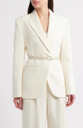 MANGO Blance Belt Blazer in Light Beige at Nordstrom Rack, Size X-Large | Nordstrom Rack