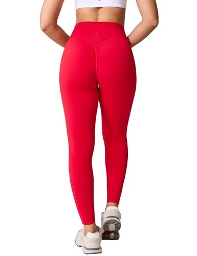 UNISSU Hugcurve No Front Seam Hidden Scrunch Butt High Waisted Workout Leggings for Women Butt Lifting Yoga Pants Gym - 25'' Aurora Red Small | Amazon (US)