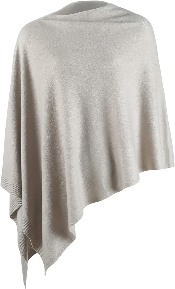 Fomolom Women Ponchos Sweater Versatile Lightweight Solid Knitted Shawl Wrap Scarf Cape Accessori... | Amazon (US)