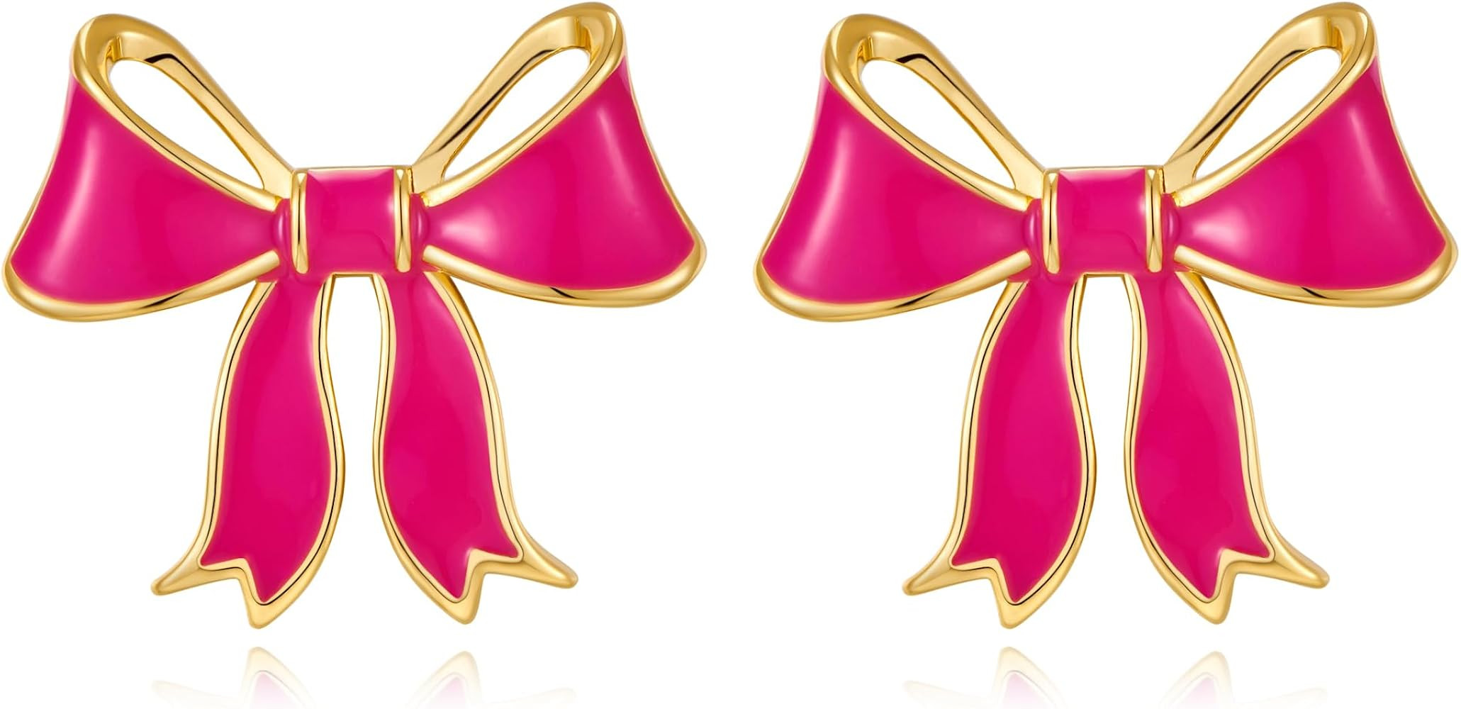 YUJIE Gold Bow Earrings for Women Black Bowtie Drop Stud Trendy Statement Jewelry Gift | Amazon (US)