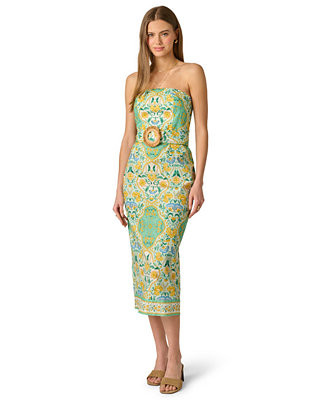 Adrianna Women's Strapless Printed Midi Dress - Macy's | Macy's