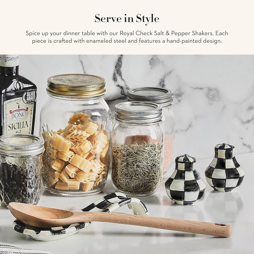 MACKENZIE-CHILDS Salt & Pepper Set, Small, Black-and-White Courtly Check | Amazon (US)