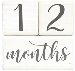 LovelySprouts Premium Solid Wood Milestone Age Blocks | Choose from 2 Stain Options (Pickling Whi... | Amazon (US)