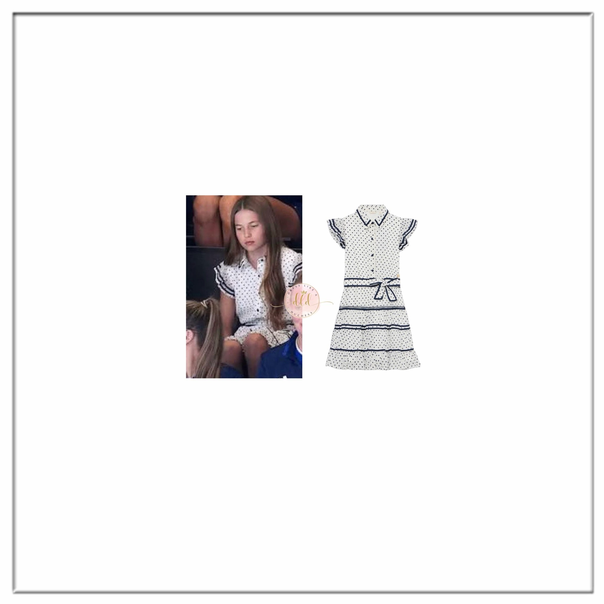 8/1/26 Princess Charlotte at the Commonwealth Games in Guess chiffon polka dot dress