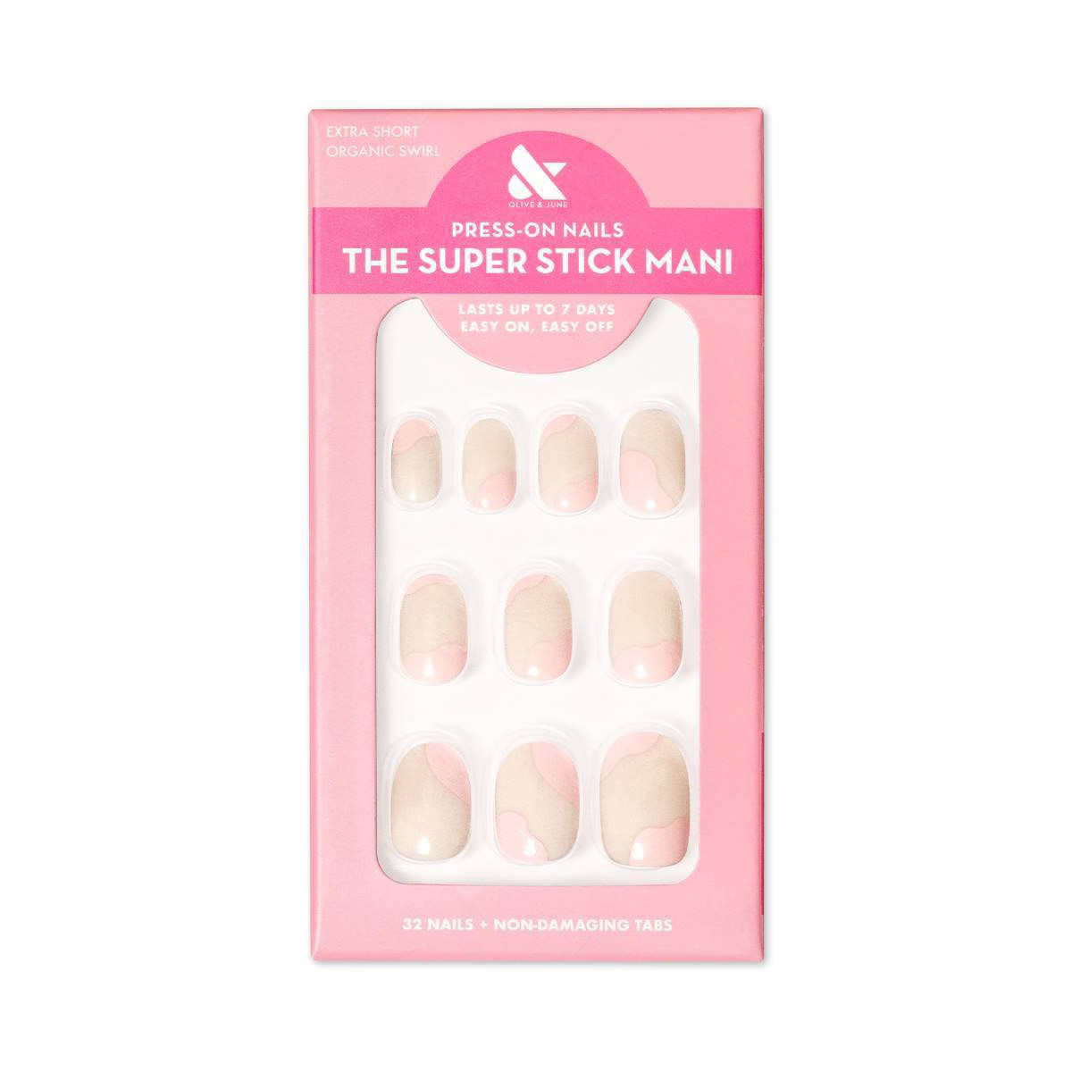 Olive & June Fake Nails - XS Round - Organic Swirl - 32ct | Target