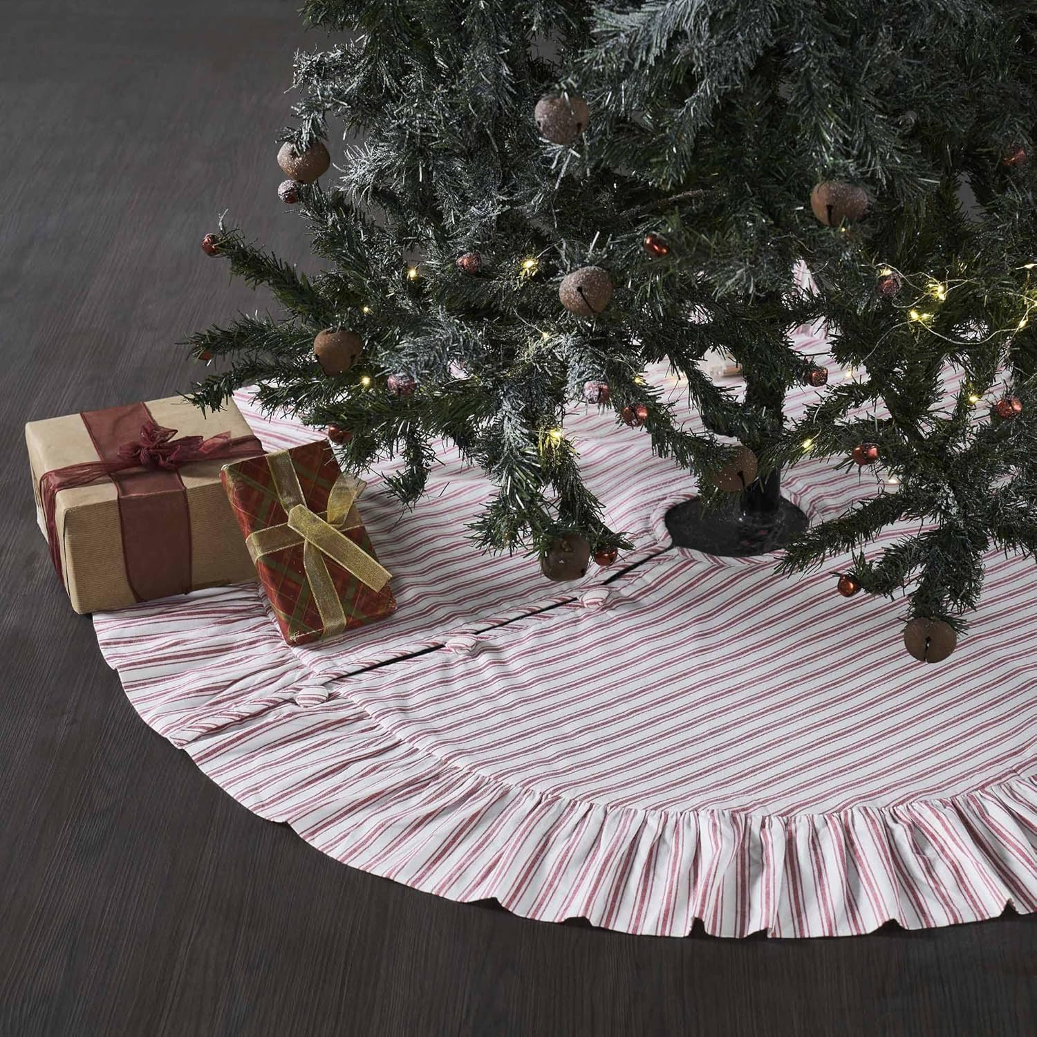 Timeless Ticking Red Christmas Tree Skirt, Country Farmhouse Vintage Christmas & Holiday Decor, R... | Amazon (US)