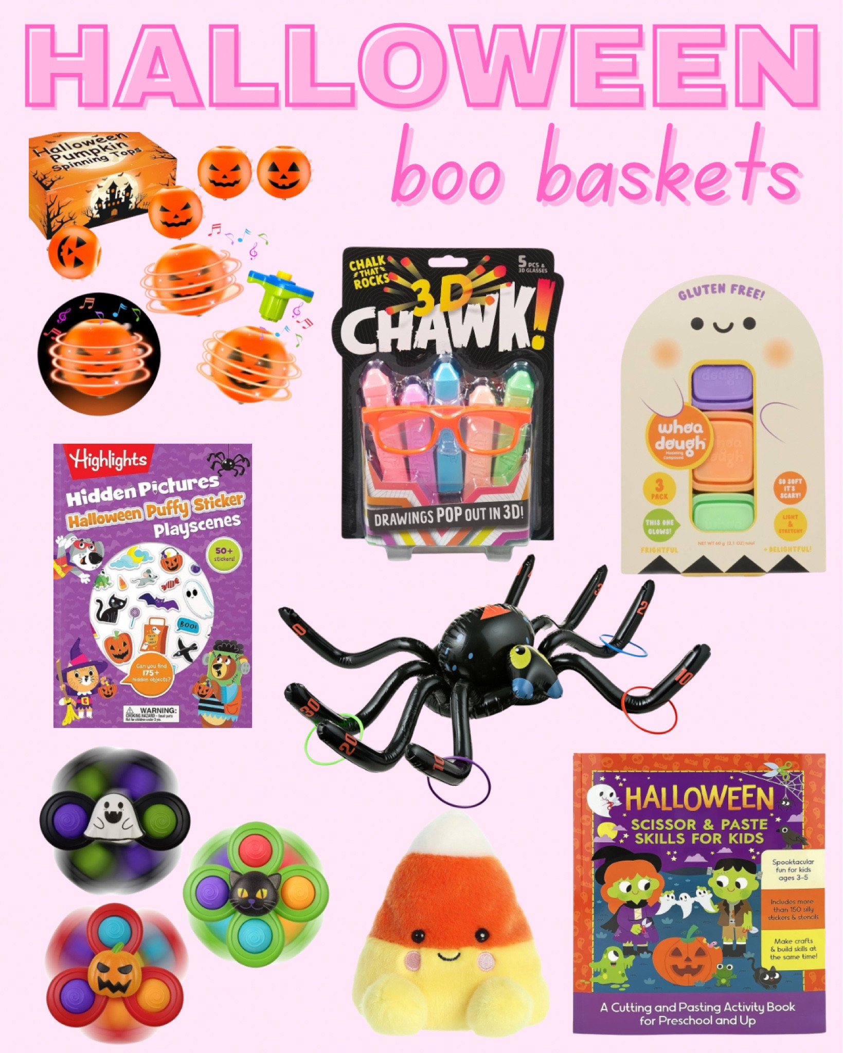Halloween Boo Basket ideas for toddlers. I snagged the 3D chalk, Halloween spinner toys, Halloween Search and Find book, and Halloween Cut & Paste book for McKenna. 

#LTKSeasonal #LTKHalloween #LTKKids