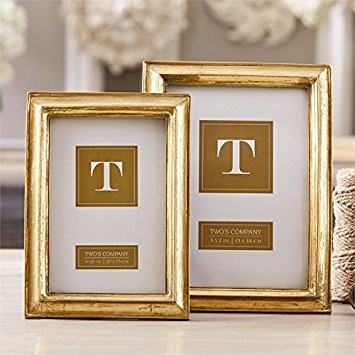 Two's Company Set of 2 Gold Leaf Photo Frames Includes 1 4X6 and 1 5X7 | Amazon (US)