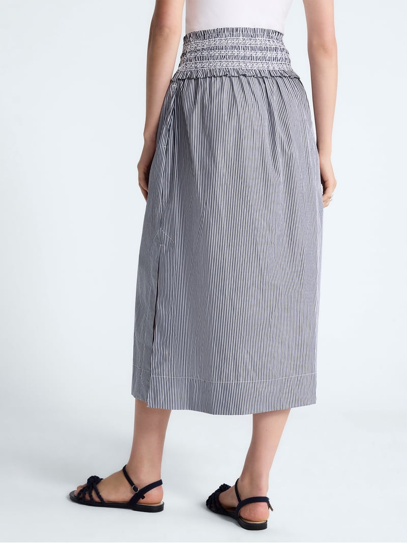 Free Assembly Women's and Women's Plus Striped Cotton Maxi Skirt with Smocked Waist, Sizes XS-4X | Walmart (US)