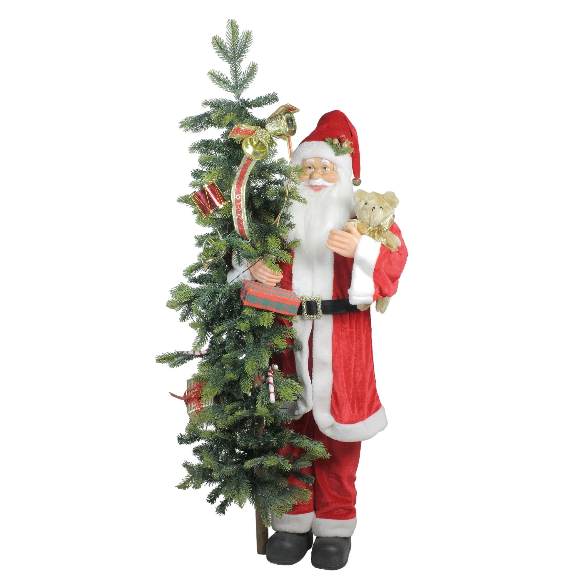 Northlight 50"" Musical Standing Santa Claus Figure with Lighted Christmas Tree and Teddy Bear | Walmart (US)