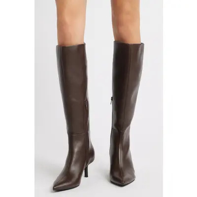 Open Edit Elara Pointed Toe Knee High Boot in Black at Nordstrom, Size 11 | Nordstrom