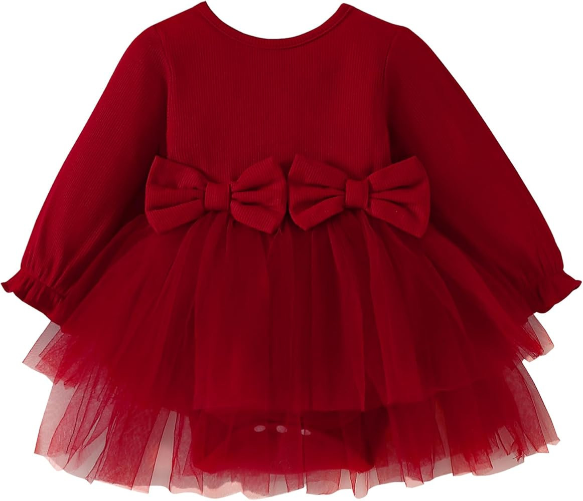 Newborn Baby Girl Romper Dress Ruffle Short Sleeve Solid Casual Tulle Dresses Baby Girl Clothes f... | Amazon (US)