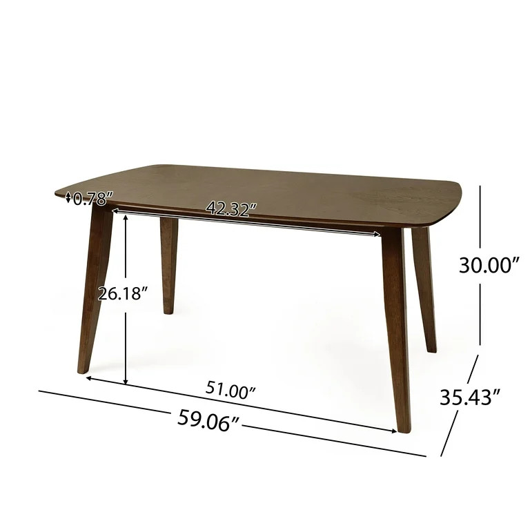 GDF Studio Howard Stylish Mid-Century Dining Table with Wood Top & Legs, Walnut - Walmart.com | Walmart (US)
