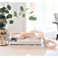 Wood Chain Link Decor Hand Carved, For Home Boho Modern Farmhouse Aesthetic Wooden Rustic | Real Pin | Etsy (US)