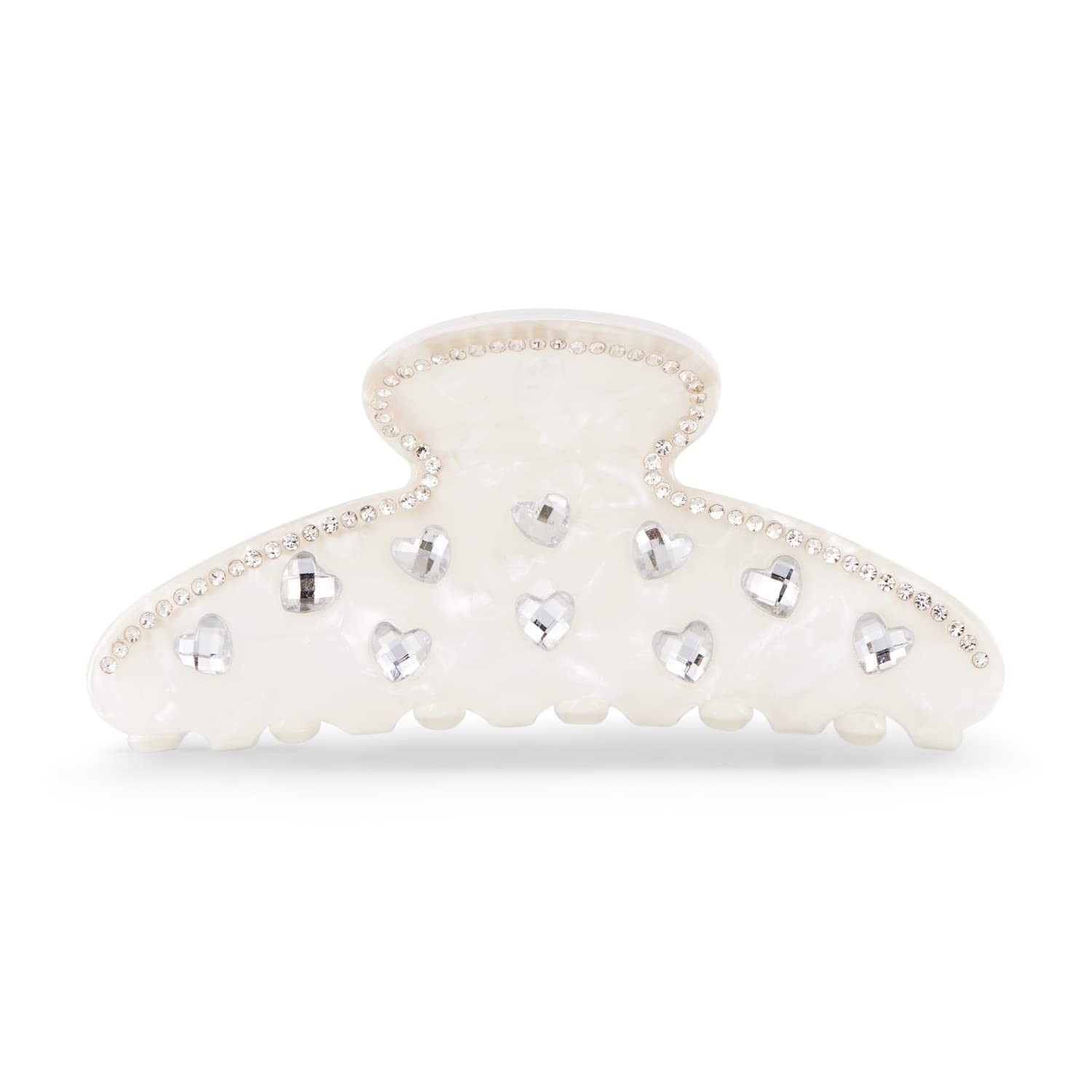 LILIE&WHITE Ivory Acrylic Hair Clip with Heart Shape Rhinestones, Medium Size, 2 Pieces, Women's ... | Amazon (US)