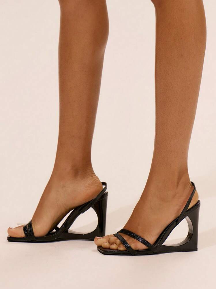 MUSERA PU Effect Block Square Heels | SHEIN