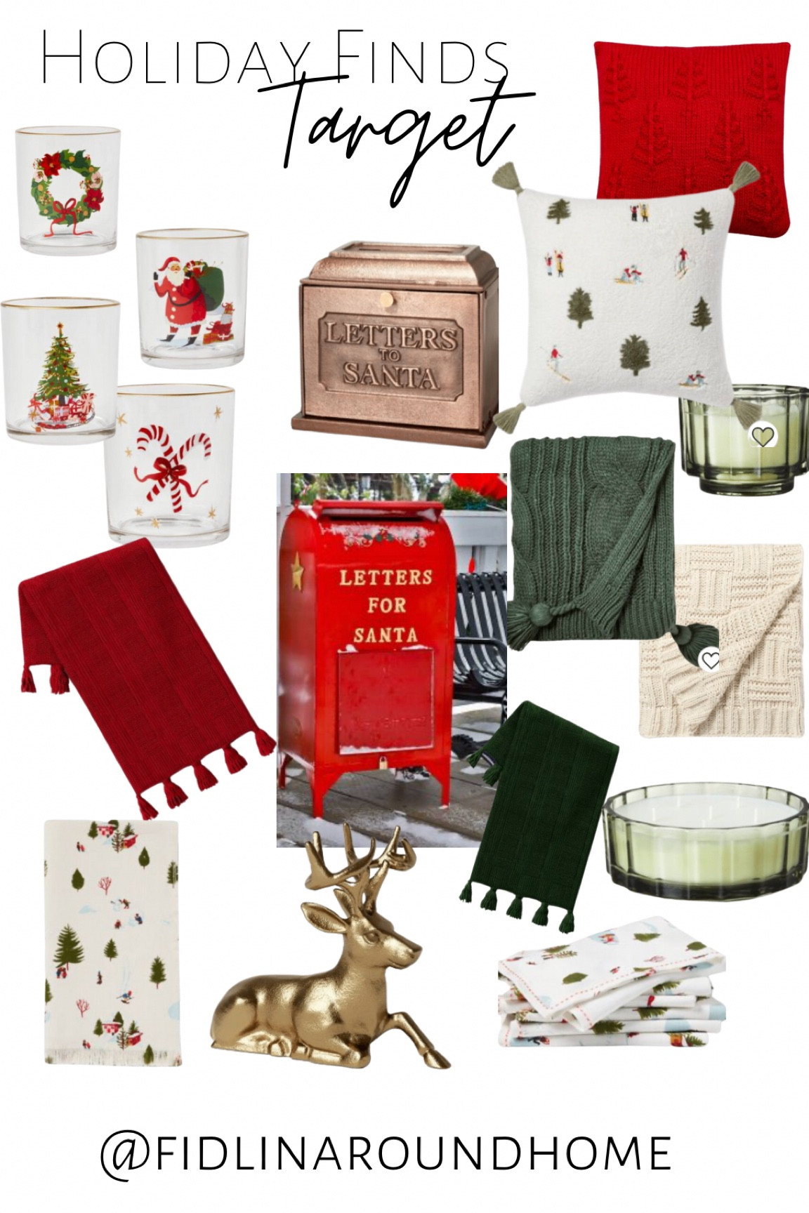 Christmas and holiday finds at target, letters to Santa box, candles, glasses deer towels blankets pillows 

#LTKSeasonal #LTKhome #LTKHoliday