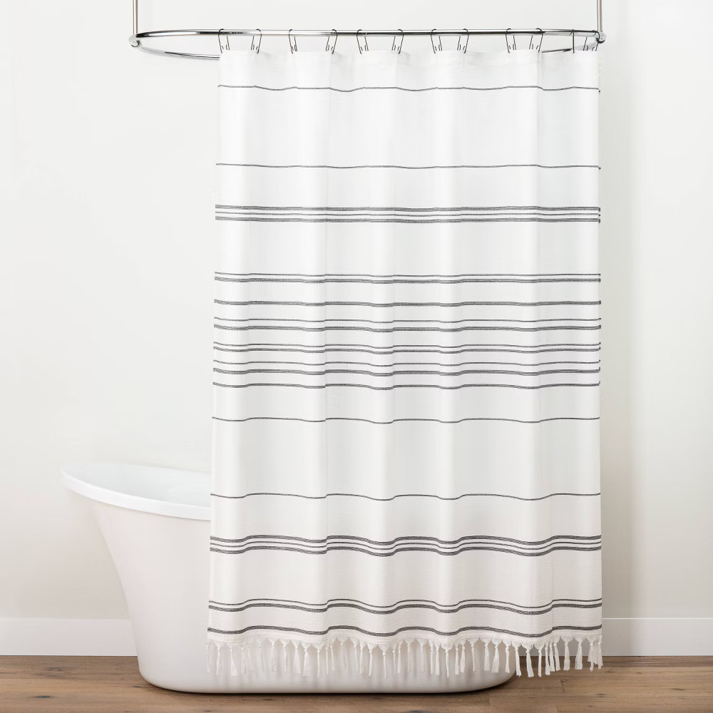 Stitch Stripe Shower Curtain Sour Cream/ - Hearth & Hand™ with Magnolia | Target