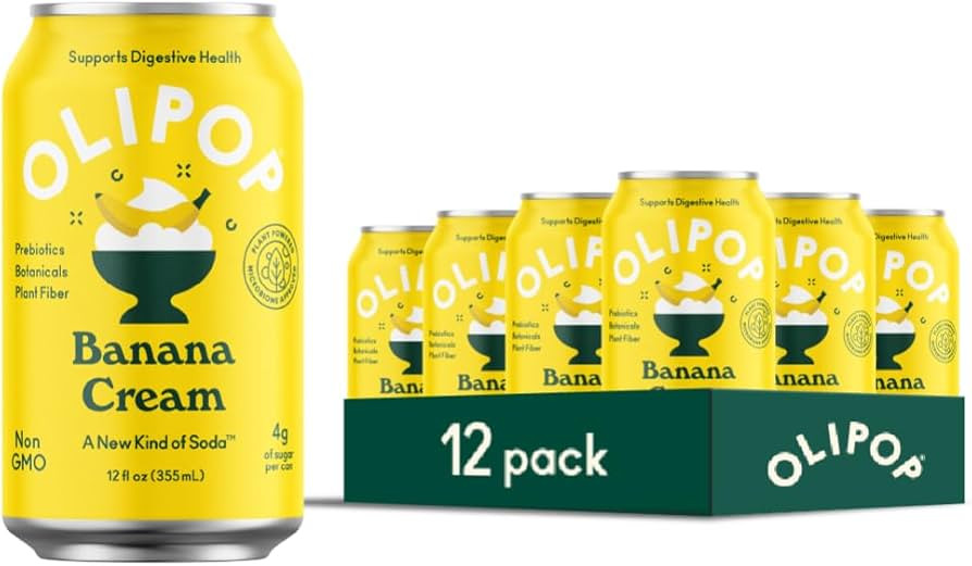 OLIPOP Prebiotic Soda Pop, Banana Cream, A New Kind of Soda Packed with Prebiotics, Fiber, and Bo... | Amazon (US)
