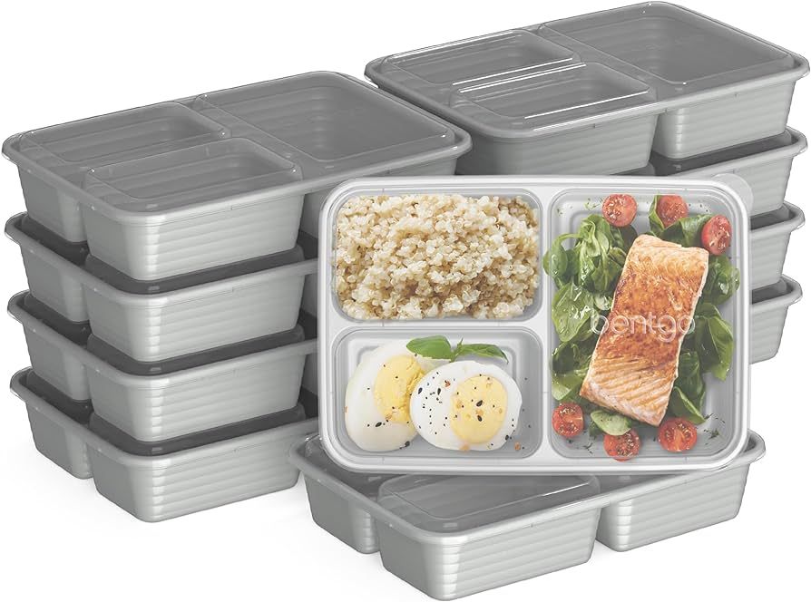 Bentgo® 20-Piece Lightweight, Durable, Reusable BPA-Free 3-Compartment Containers - Microwave, F... | Amazon (US)