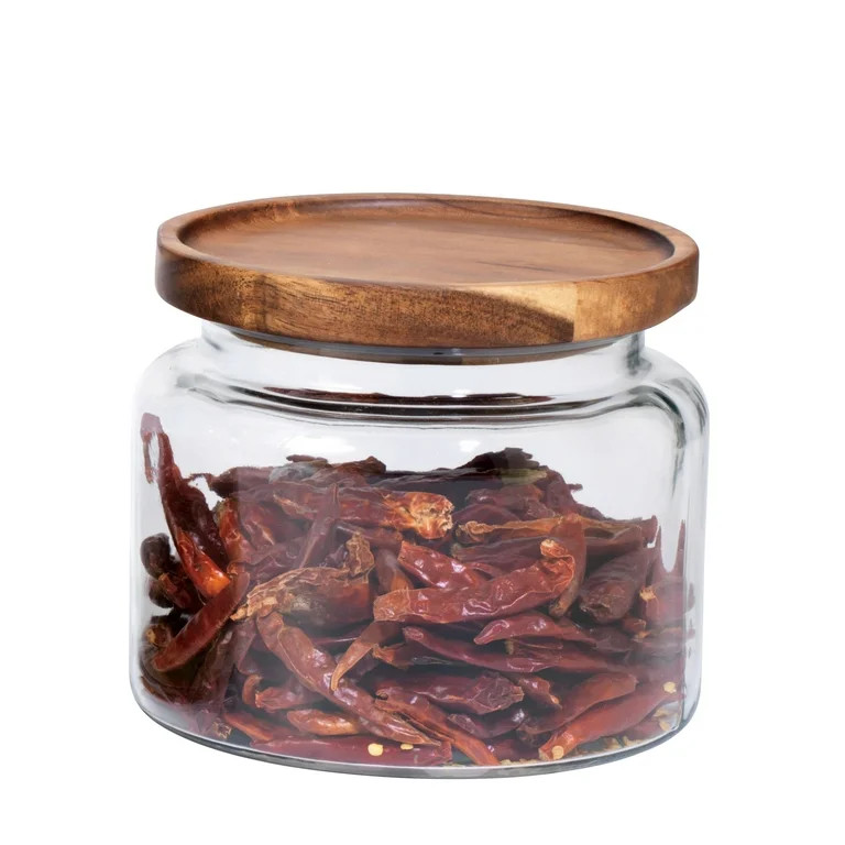 Anchor Hocking 48 Ounce Montana Glass Storage Jar with Acacia Lid - Walmart.com | Walmart (US)