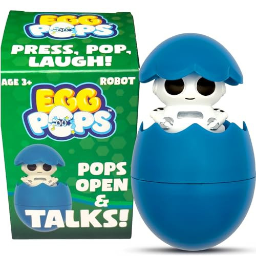 Egg Pops Talking Character - Pops Up & Talks, Easter Basket Stuffers for Teens & Kids, Interactive Character in Egg Shell, Silly Novelty Gag Gift for Boys & Girls, Easter Toys Essentials (Robot) | Amazon (US)