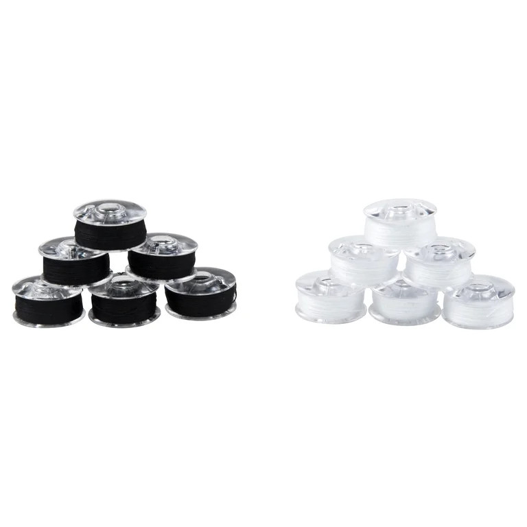 SINGER Threaded Class 66 Bobbins with Storage Case, Black & White, 50 yds each, 12 Count | Walmart (US)