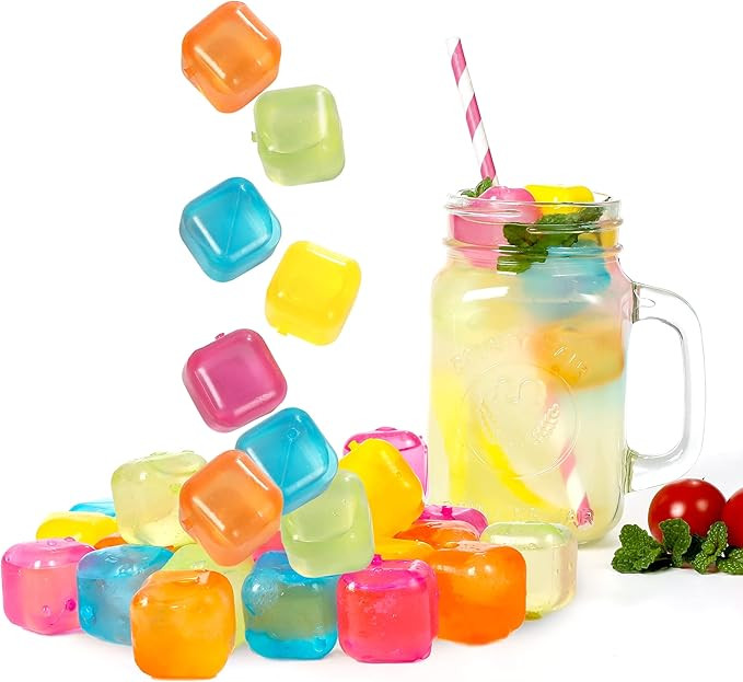 Reusable Ice Cube Plastic Ice Cubes 25 Pack Colorful Refreezable IceCubes for drinks, Whiskey, Vo... | Amazon (US)